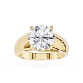 Gold ring with a large diamond on a white background