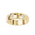 Front View Of Yellow Gold Scattered Round Cut Lab Grown Diamond Flush Set Wedding Band