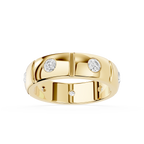 Front View Of Yellow Gold Scattered Round Cut Lab Grown Diamond Flush Set Wedding Band