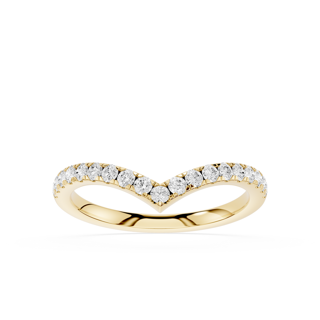 Gold ring with diamonds on a white background