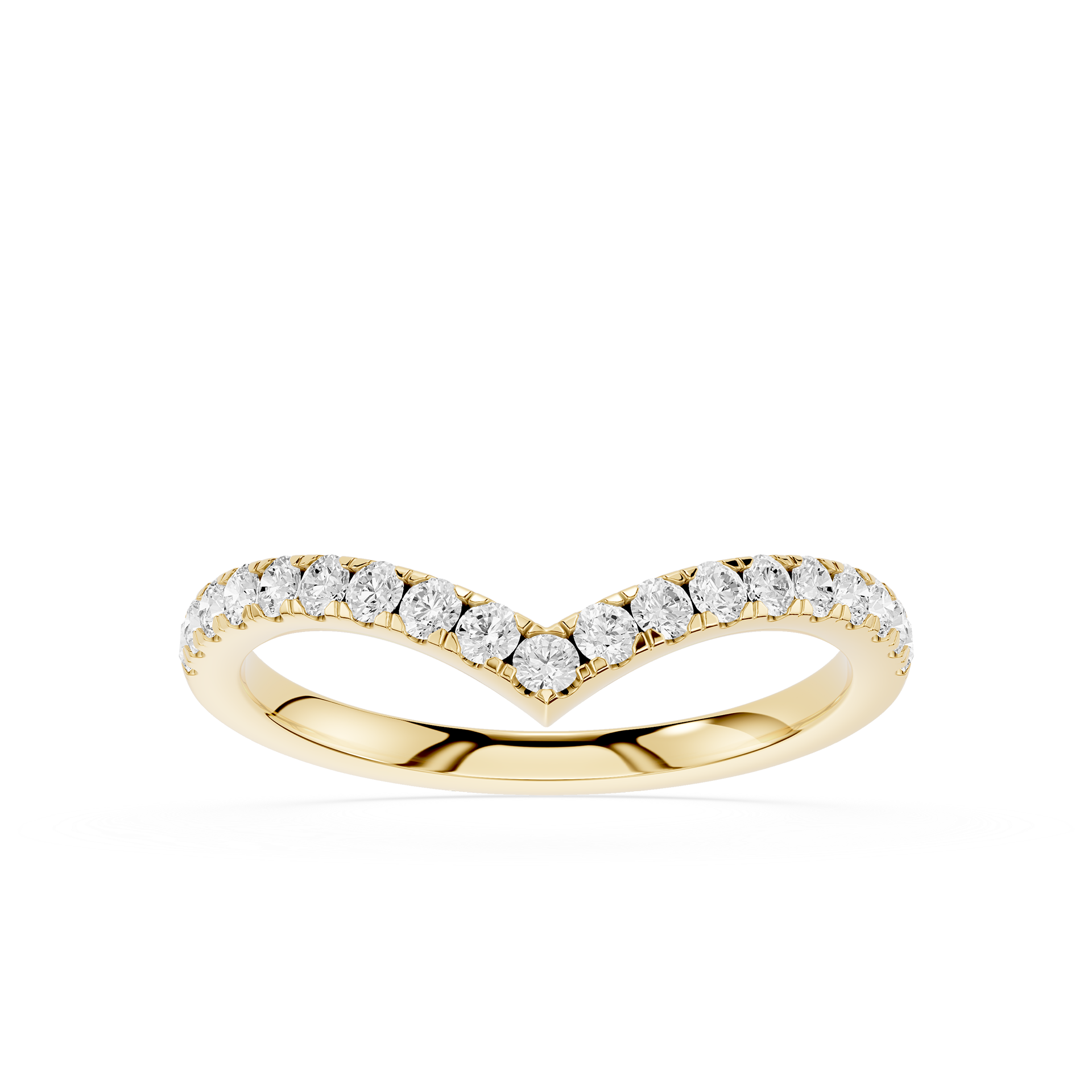Gold ring with diamonds on a white background