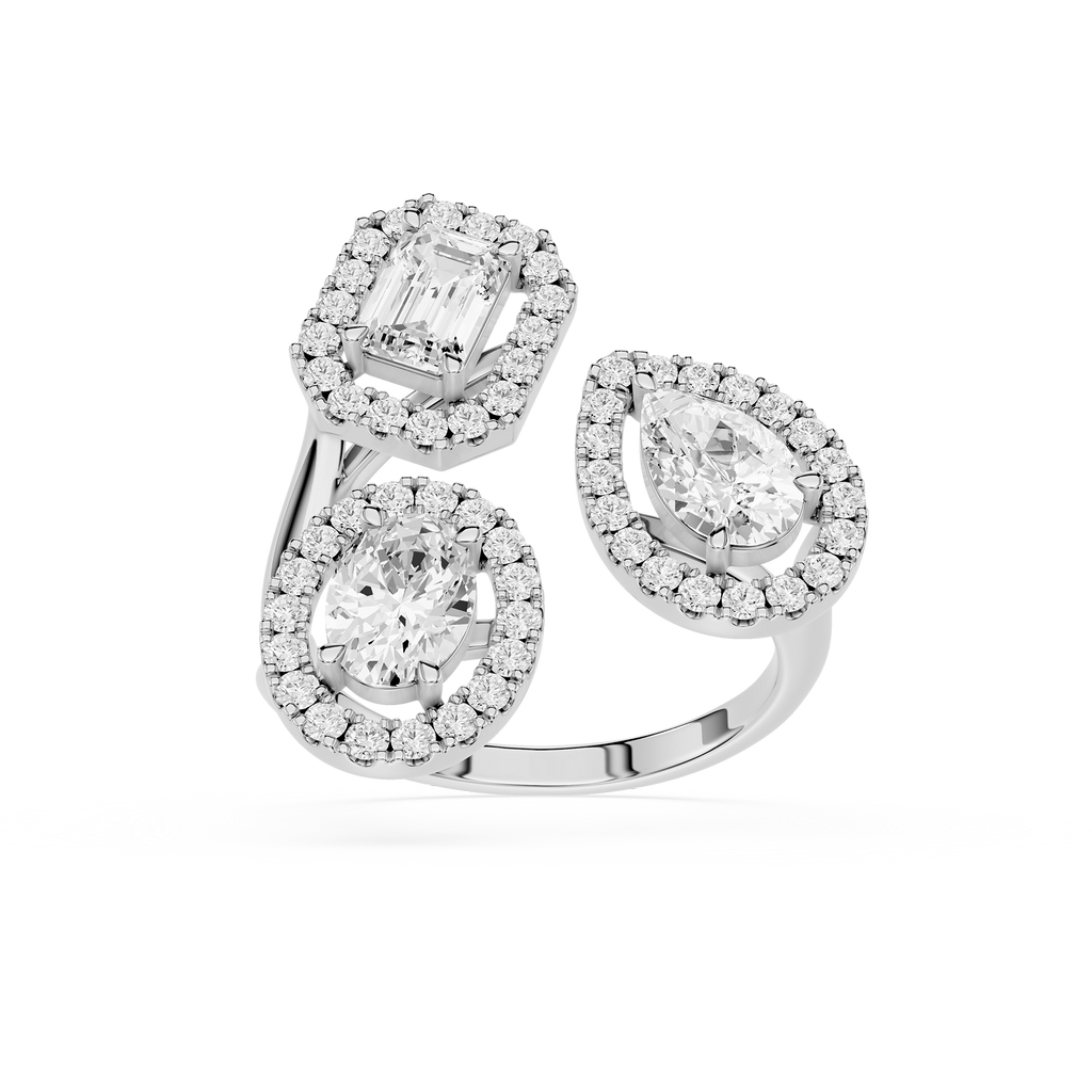 Pair of diamond earrings on a white background
