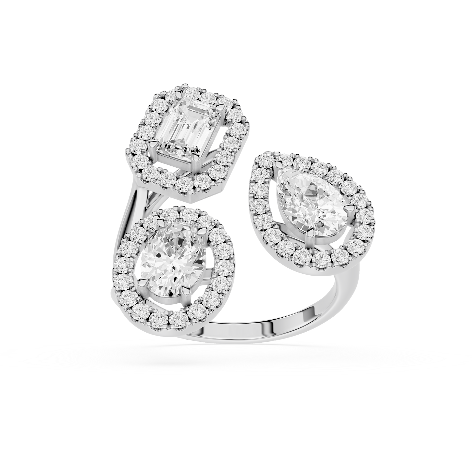 Pair of diamond earrings on a white background