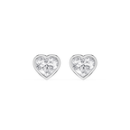 Heart-shaped diamond earrings on a white background