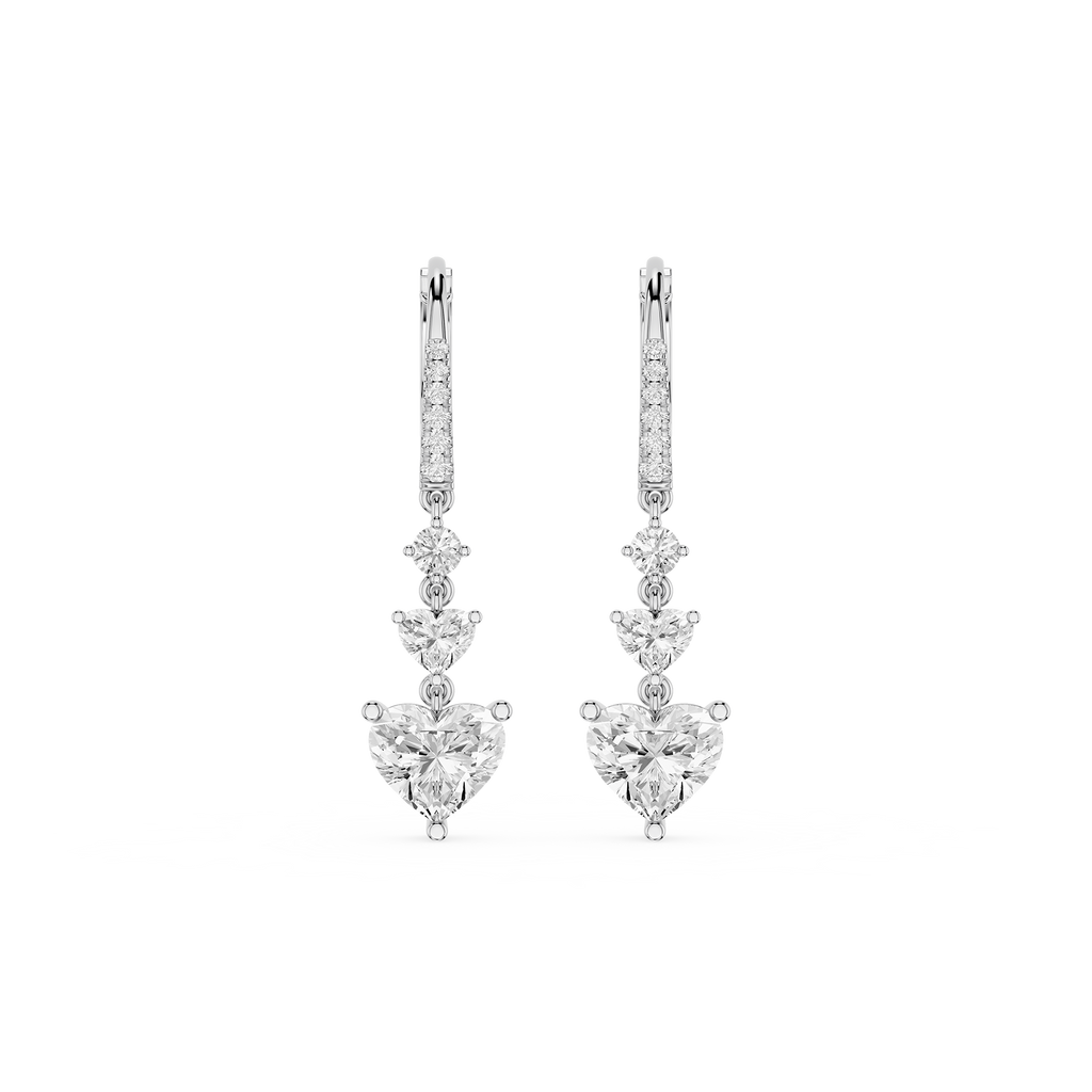 Pair of diamond earrings on a white background