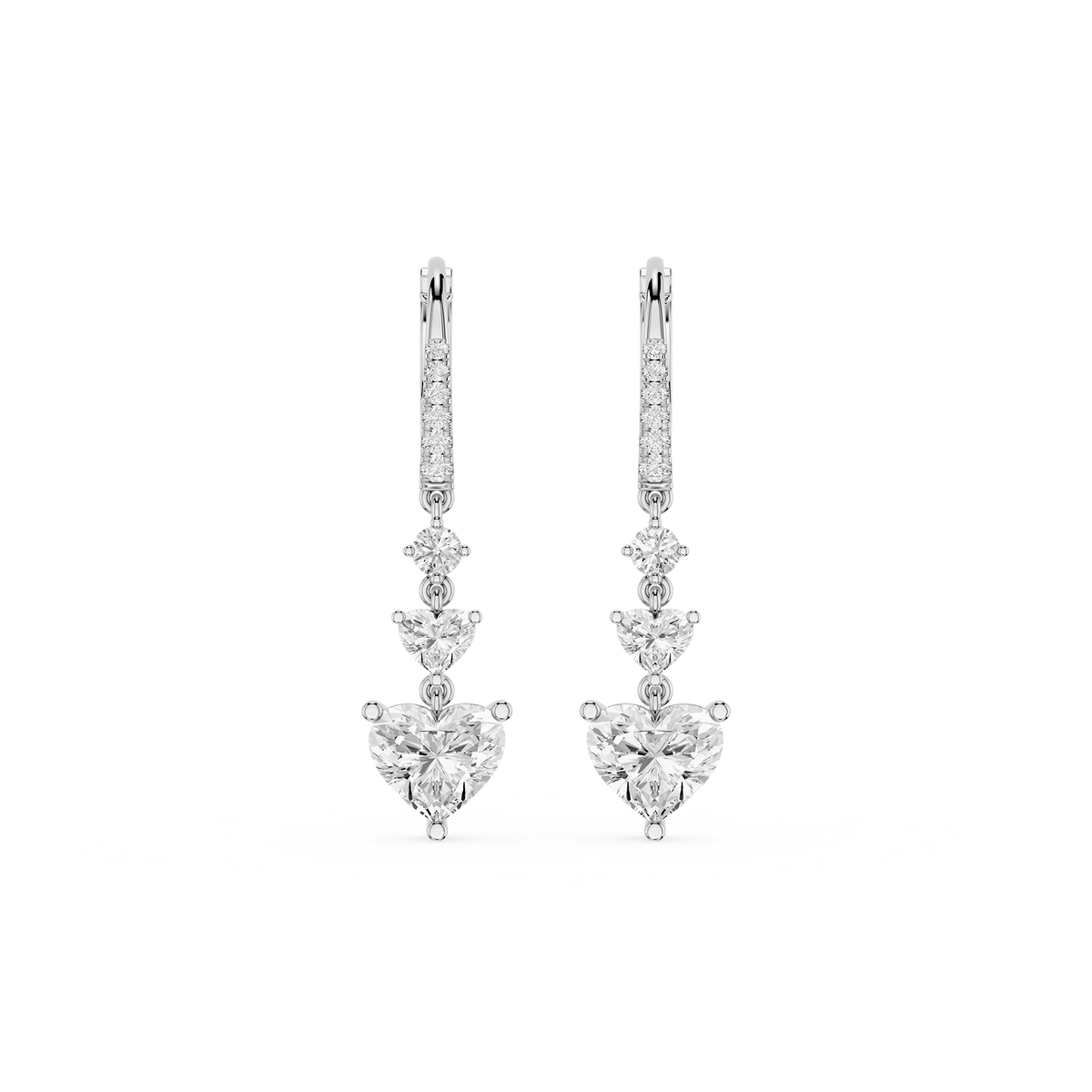 Pair of diamond earrings on a white background