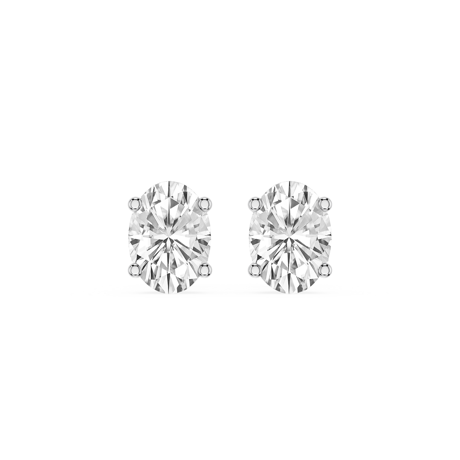 Pair of diamond stud earrings on a white background