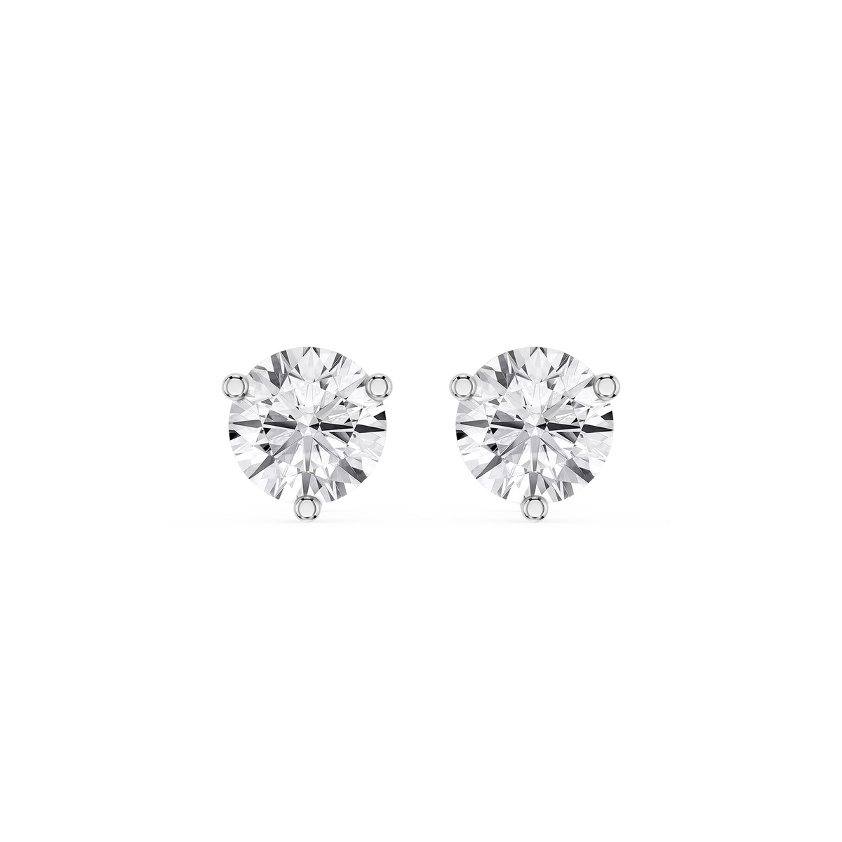 Round Cut Lab Grown Diamond Martini Push Back Stud Earrings in White Gold