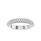 Silver ring with small diamonds on a white background