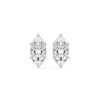 Pair of marquise-shaped diamond earrings on a white background