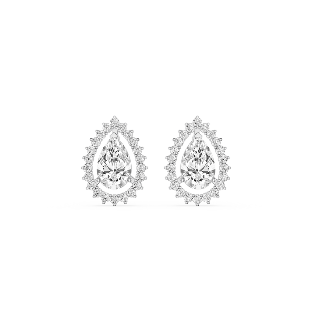 Pair of diamond earrings on a white background