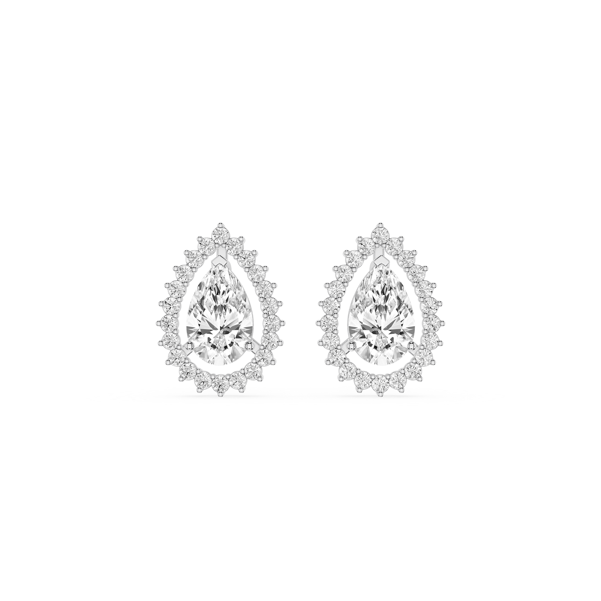 Pair of diamond earrings on a white background