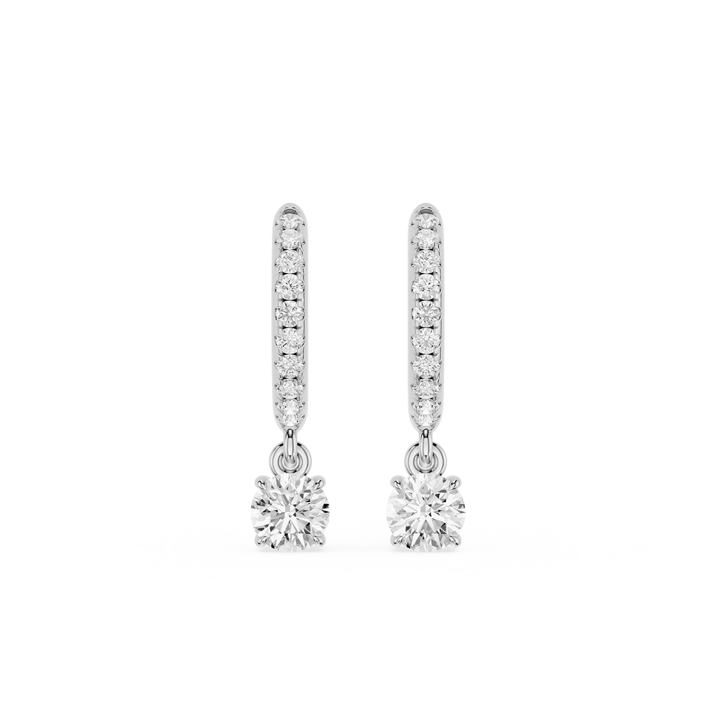 Pair of diamond earrings on a white background