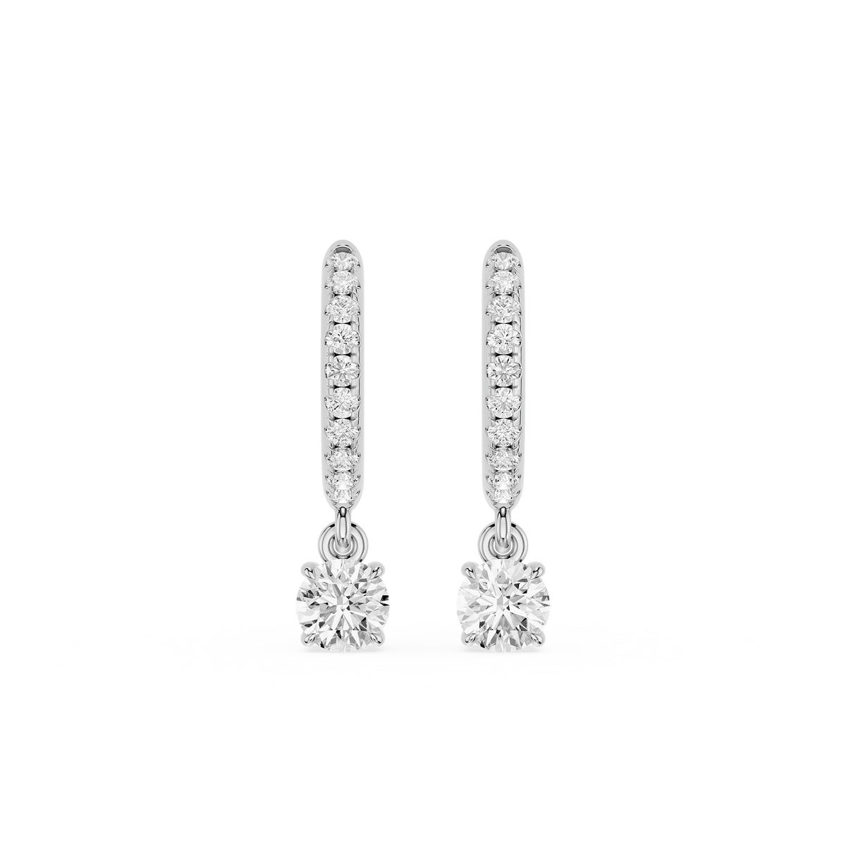 Pair of diamond earrings on a white background