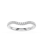 Silver ring with small diamonds on a white background