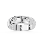 Front View Of White Gold Scattered Round Cut Lab Grown Diamond Flush Set Wedding Band