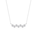 Silver necklace with small diamonds on a white background