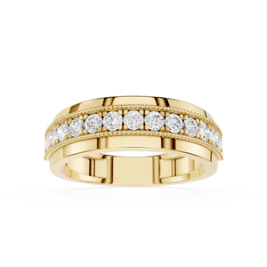 Round Cut Lab Grown Diamond Milgrain Channel Set Wedding Band