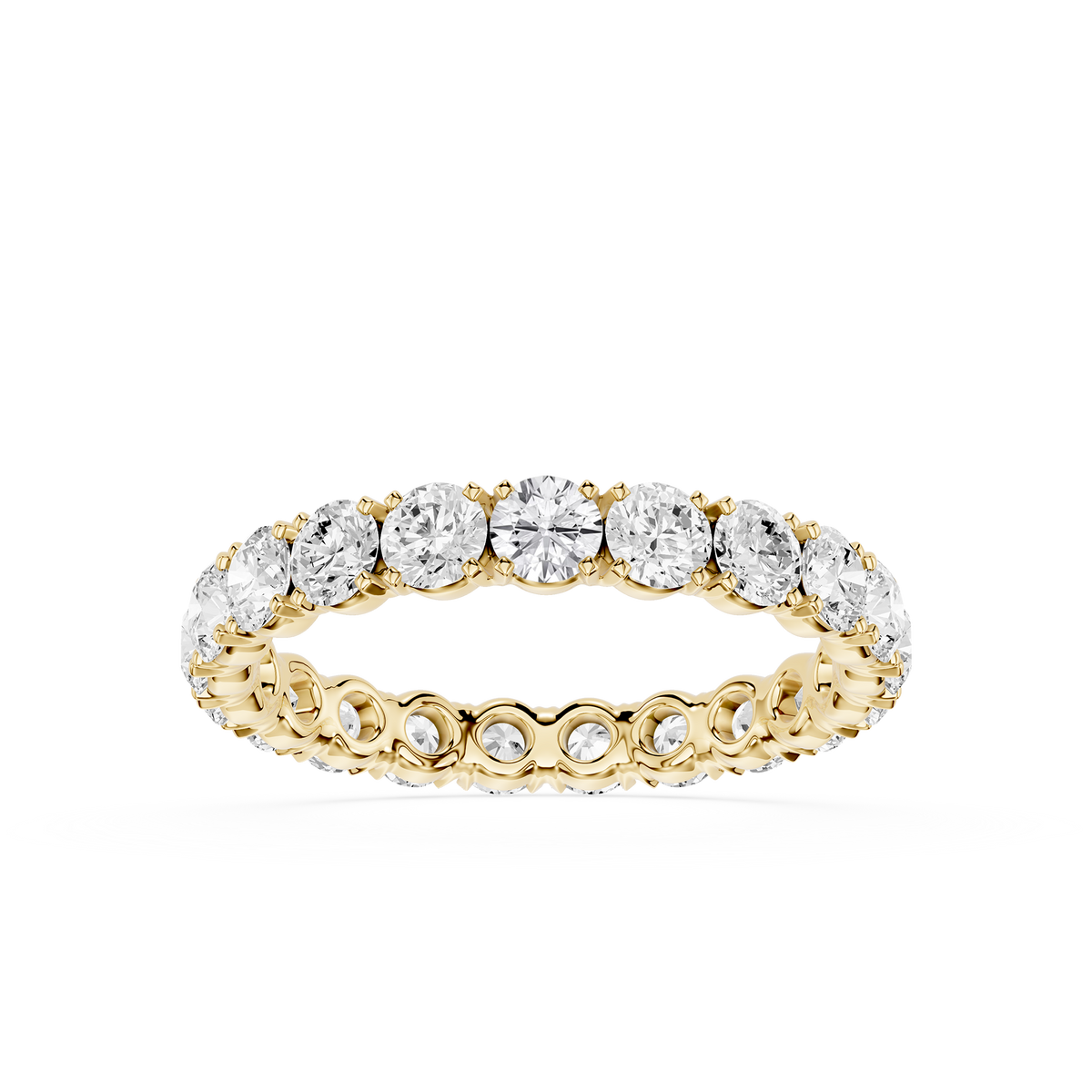 Yellow Gold Round Diamond Eternity Ring, Shared Prong Lab Grown Diamond Band, Bridal Wedding Ring, Diamond Stacking Band