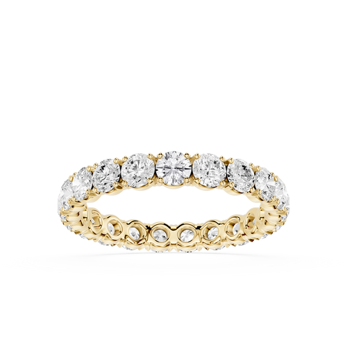 Yellow Gold Round Diamond Eternity Ring, Shared Prong Lab Grown Diamond Band, Bridal Wedding Ring, Diamond Stacking Band
