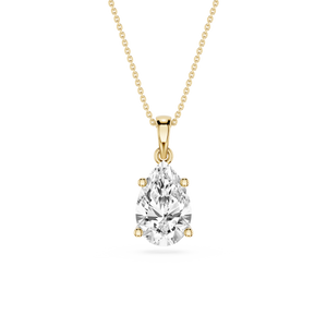 2 Ct Pear Cut Lab Diamond Four Prong Solitaire Pendant