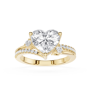 Heart Cut Lab Grown Diamond Bypass Engagement Ring For Women