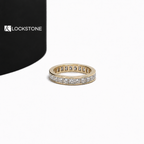 Yellow gold princess cut diamond eternity wedding band featuring a continuous row of channel set square diamonds