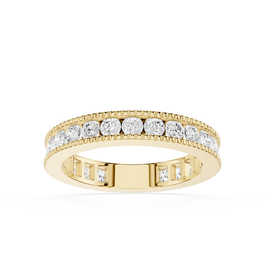 Gold ring with diamonds on a white background
