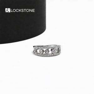 Round Lab Grown Diamond Triple Bezel Geometric Fashion Ring