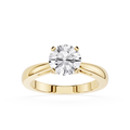 Gold ring with a diamond on a white background