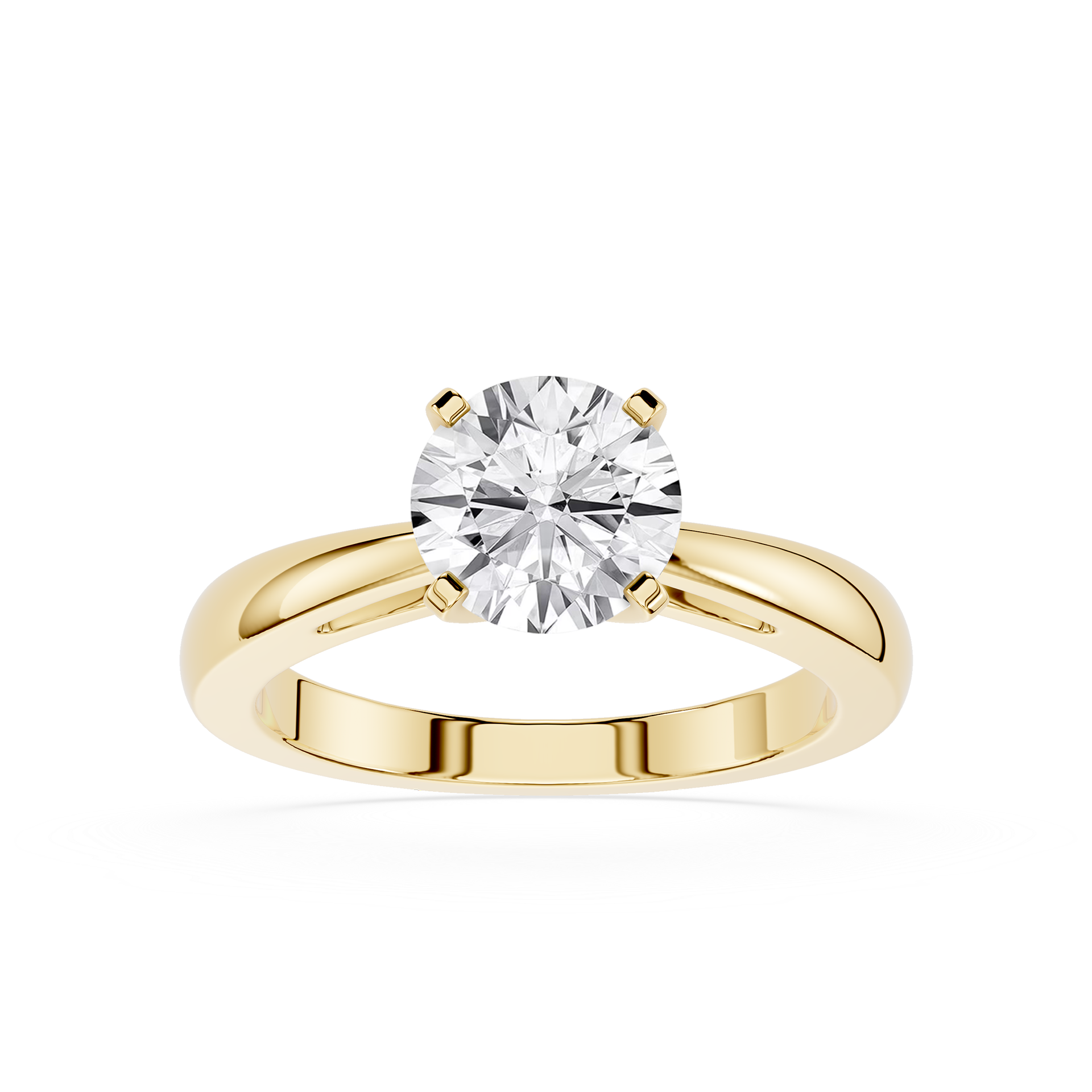 Gold ring with a diamond on a white background