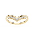 Gold ring with diamond accents on a white background