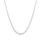 Round Lab Grown Diamond Tennis Necklace in Rose Gold Full Necklace View
