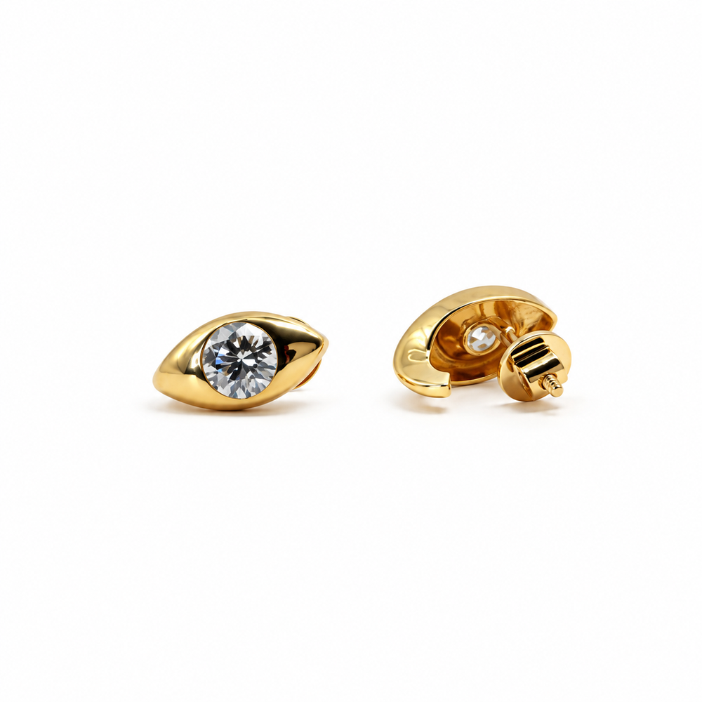 2 Carat Round Lab Grown Bezel Set Diamond Stud Earrings