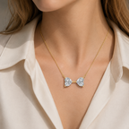 Heart Cut Lab Grown Diamond Two Stone Pendant