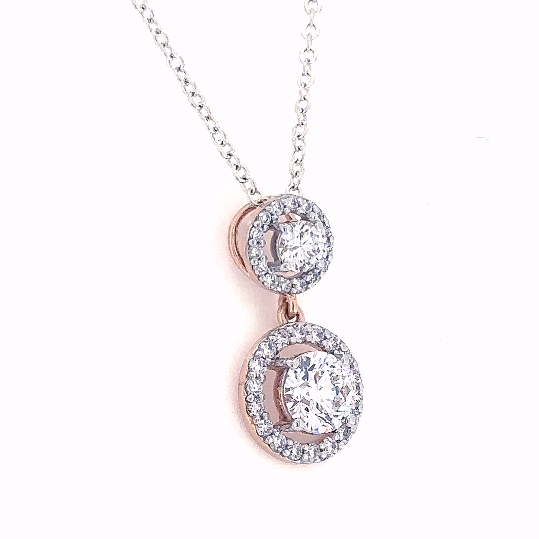Lab Grown Round Cut Diamond Halo Drop Pendant