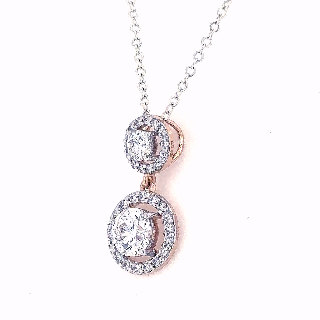 Lab Grown Round Cut Diamond Halo Drop Pendant