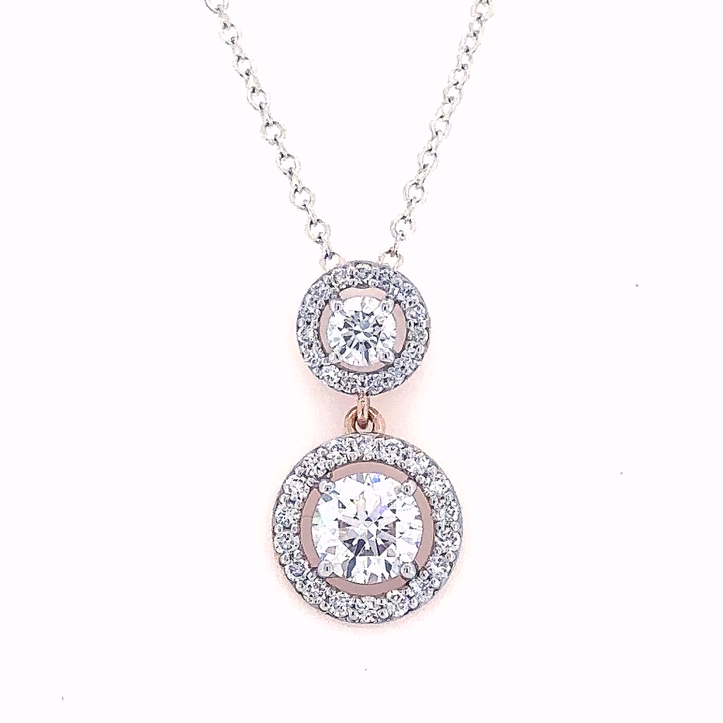 Lab Grown Round Cut Diamond Halo Drop Pendant