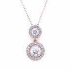 Lab Grown Round Cut Diamond Halo Drop Pendant