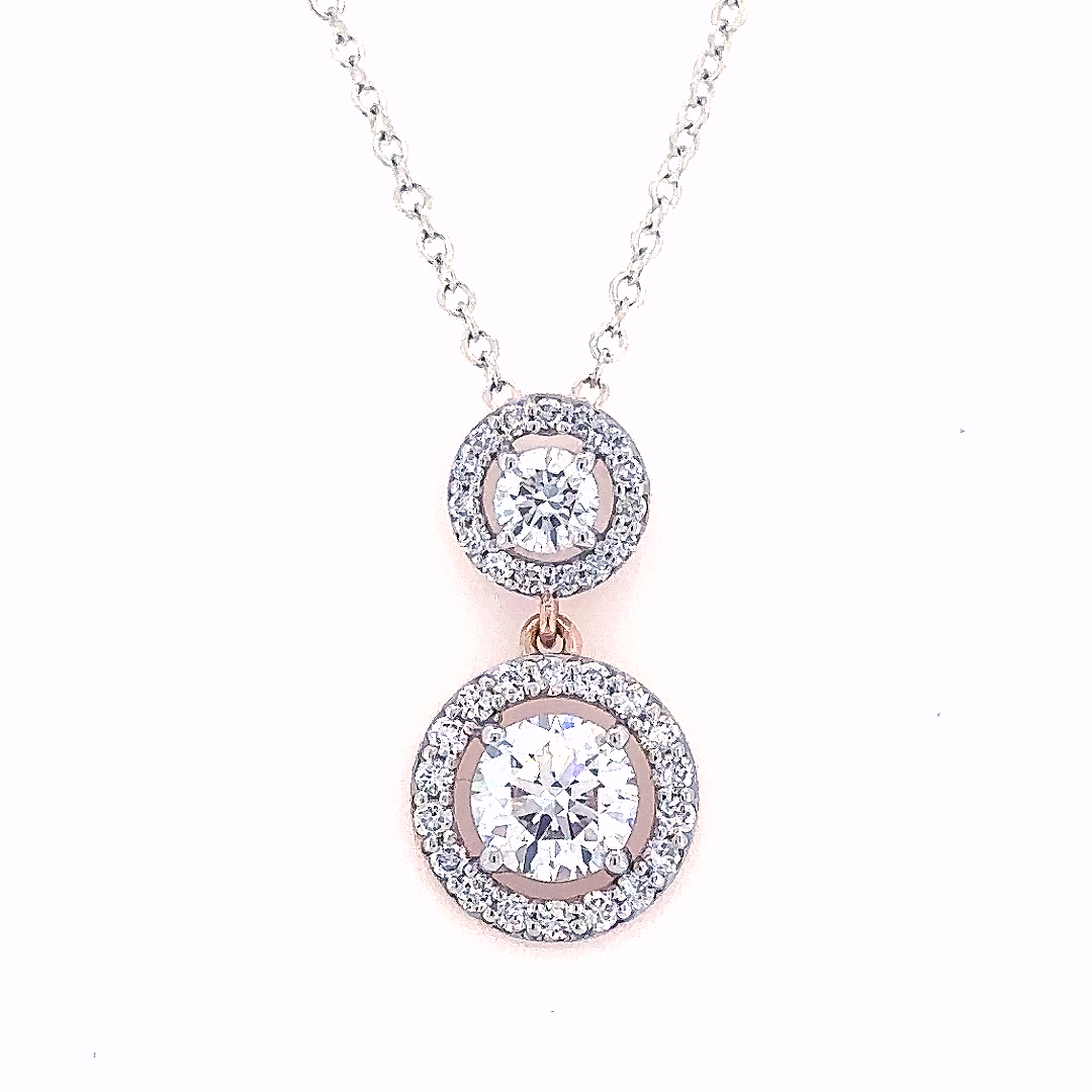 Lab Grown Round Cut Diamond Halo Drop Pendant