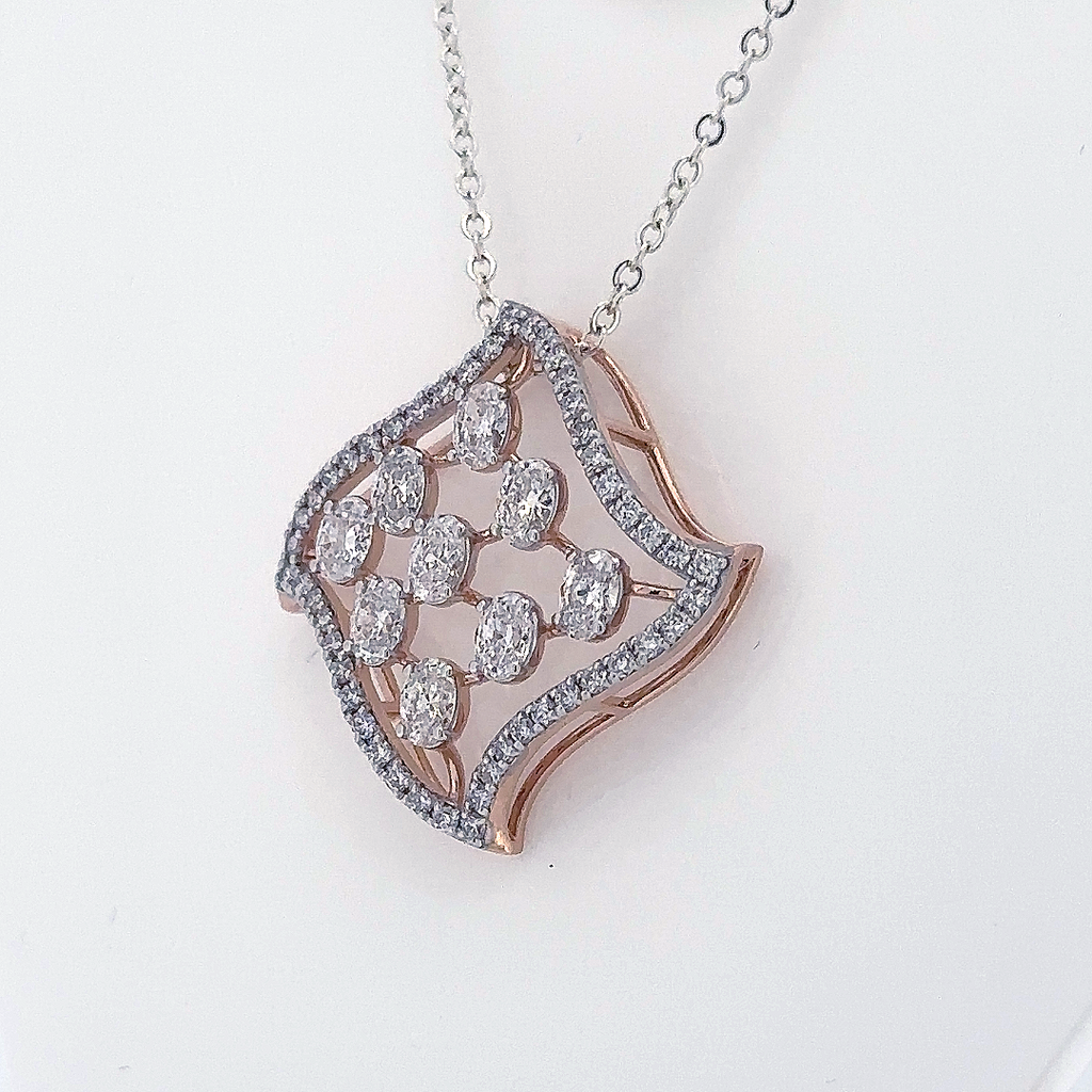 Oval Cut Lab Grown Diamond Halo geometric pendant necklace