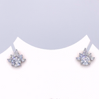 18K Gold Round Lab Diamond Cluster Stud Earrings