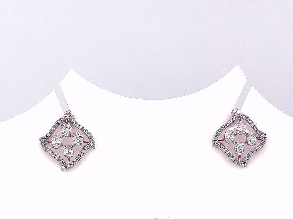 1 Carat Oval Lab Grown Diamond Quatrefoil Stud Earrings