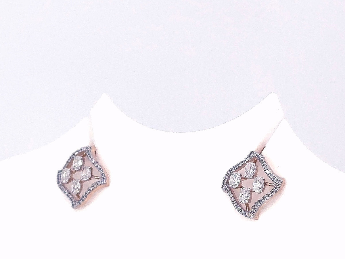 1 Carat Oval Lab Grown Diamond Quatrefoil Stud Earrings