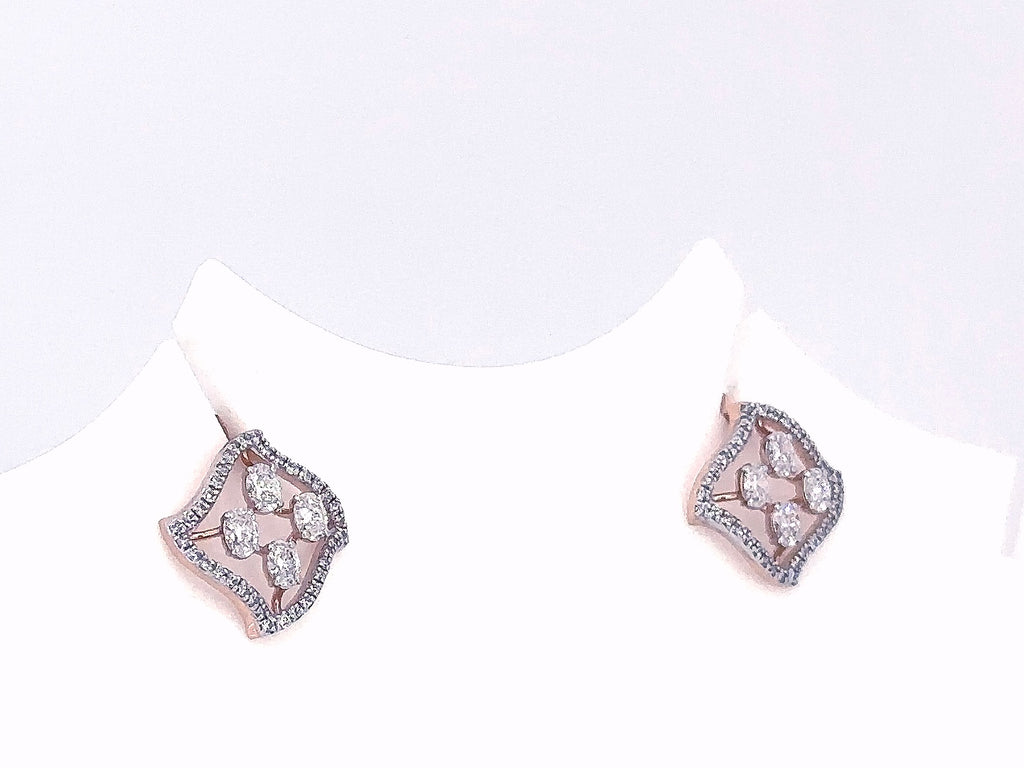 1 Carat Oval Lab Grown Diamond Quatrefoil Stud Earrings