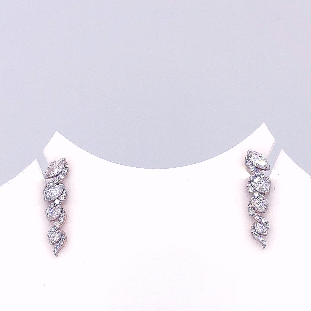 1 Carat Lab Grown Marquise Cut Diamond Climber Earrings