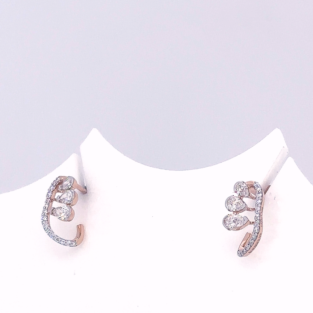 Teardrop Lab Grown 3 Stone Diamond Climber Stud Earrings