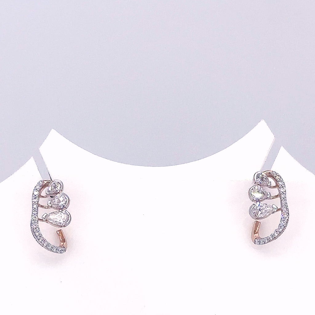 Teardrop Lab Grown 3 Stone Diamond Climber Stud Earrings