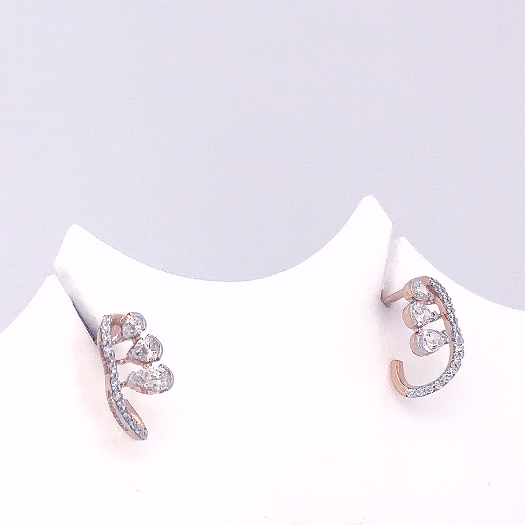 Teardrop Lab Grown 3 Stone Diamond Climber Stud Earrings