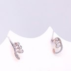 Teardrop Lab Grown 3 Stone Diamond Climber Stud Earrings
